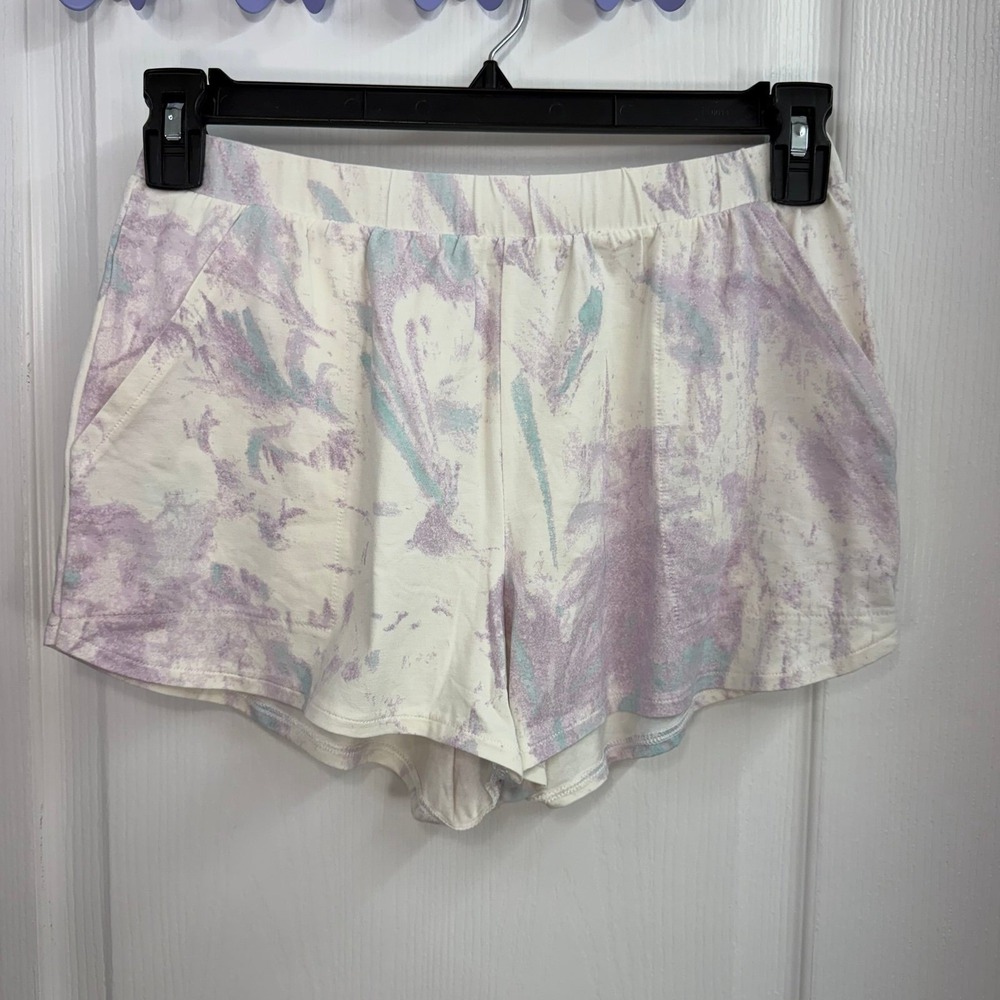 NEW Stars Above purple white pull on pocket cotton stretch pajama shorts lounge